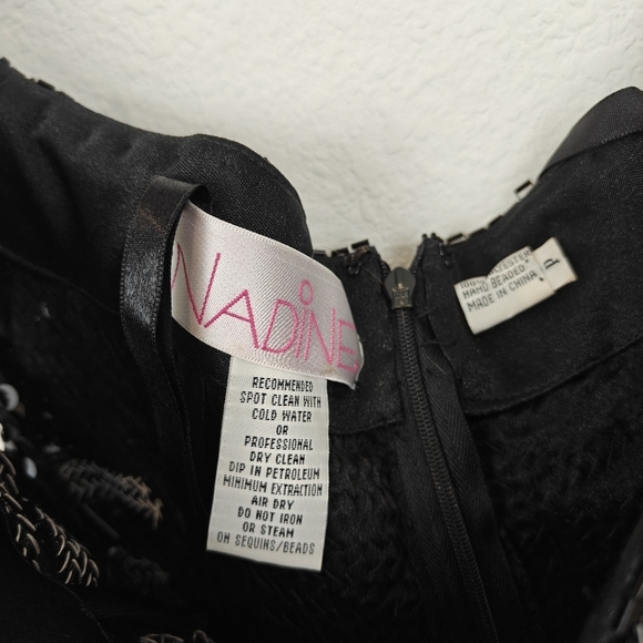 Vintage 1980s Black White Piano Keys Off Shoulder Sequin Beaded Mini Dress SM - Picture 11 of 16